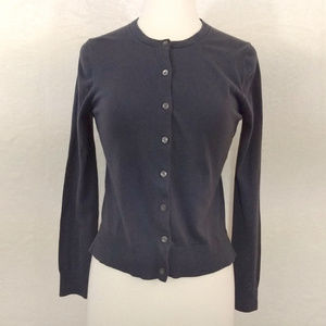 LOFT slate gray cropped signature cardigan